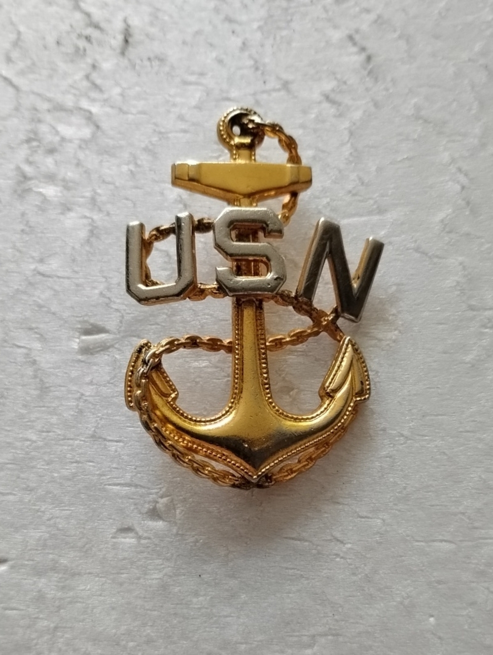 Vintage United State Gold and Silver Anchor USN Lapel Pin - Navy Wearable